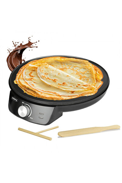 rosberg R51323A Pancake Maker, 1200W, Utensil Included, 30 cm, Thermostat, Black