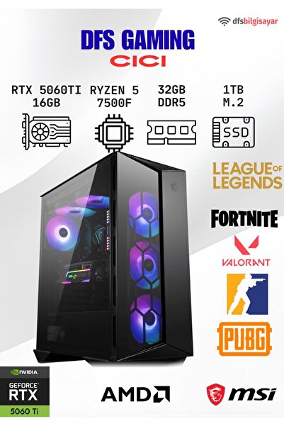 MSI DFS GAMING CICI RYZEN 5 7500F-B650M-RTX 5060 TI 16GB-32GB DDR5 RAM-1TB M....