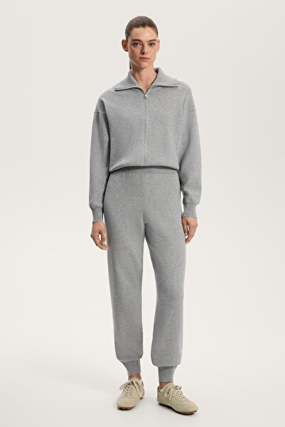 Oysho Long half-zip knit jumpsuit