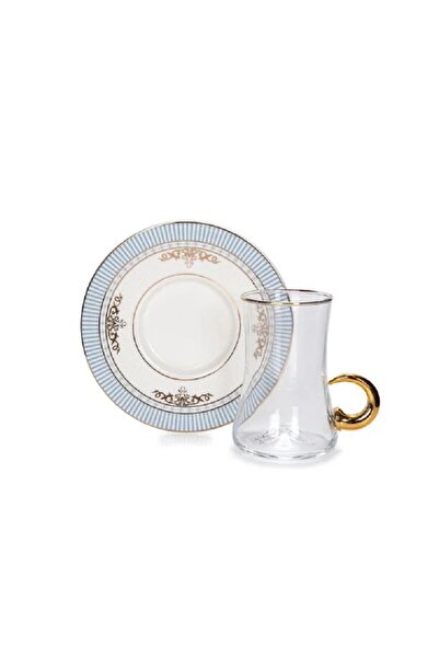 ORIAN طقم شاي وقهوة عربي من البورسلين، 28 قطعة، أزرق ملكي