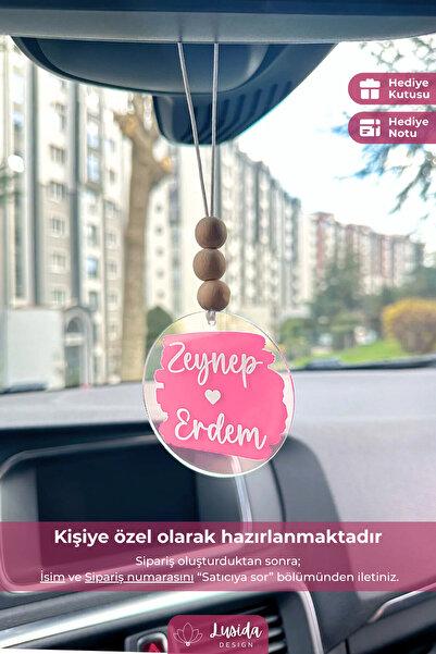 lusidadesign Kişiye Özel Splash Pembe Dikiz Aynası Pleksi Araba Süsü