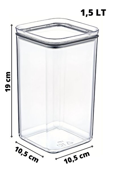 Nandy Home 6 Pieces 1.5 Lt Water Resistant Labeled, Square Food Storage Container Transparent