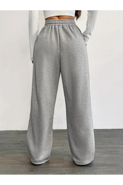 BERYY MODA KIŞLIK Kadın GRİ Baggy EŞOFMAN ALTI-Battal Büyük Beden Spor Giyim Bol Kesim Rahat Kumaş