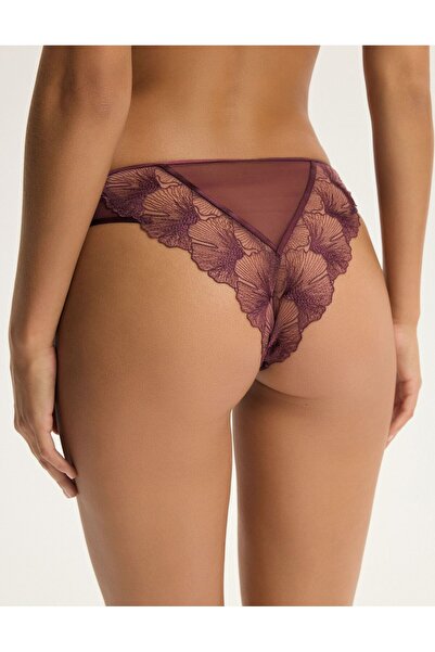 ESOTIQ Chiloți brazilieni pentru femei, eleganți, din dantelă florală cu detalii de plasă | Cecylia