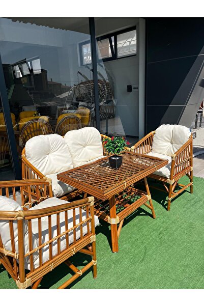 AYGÜN BBQ Bahçe/balkon bambu mobilya 4 kişilik