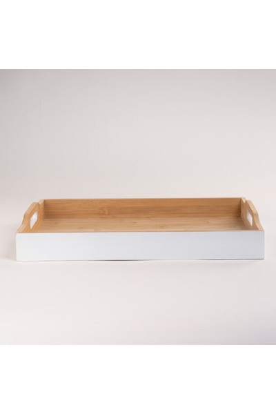 Dallaty صينية تقديم من الخيزران الأبيض 47*34*7 سم