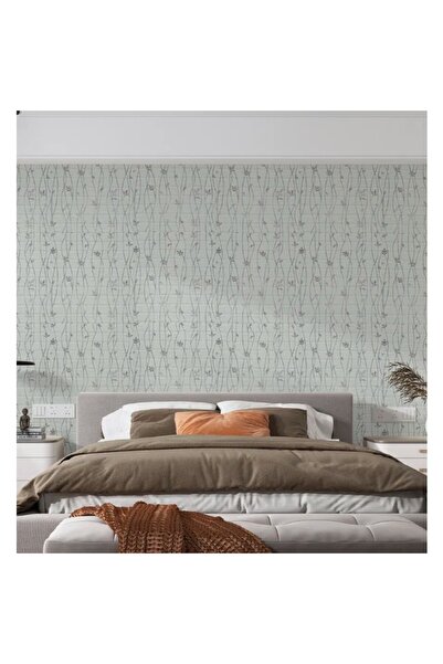 Flippy Set of 10 Self-Adhesive Wallpaper Panels Flippy, 70 x 77 cm, Silver Leaves (Gray), PVC