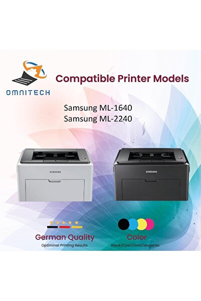 Omnitech Omni Tech ML-1640 Black High Yield Toner Cartridge - Compatible with Printer Samsung ML-1640, ML-224