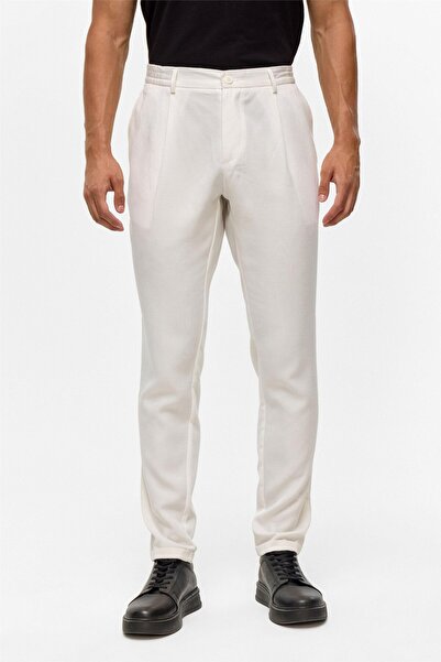 SÜVARİ Beyaz Slim Armürlü Jogger Pantolon