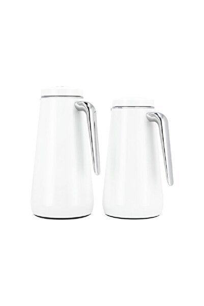 Dallaty Set of 2 steel vacuum flask white/chrome 1.0L and 1..3L