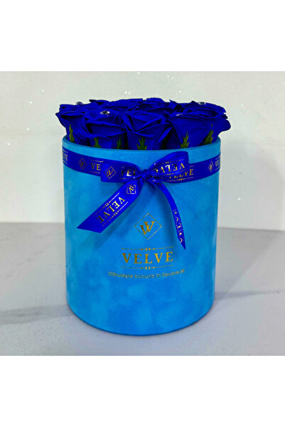 velve Aranjament floral Crystal Beauty cu 15 trandafiri de sapun, cristale artizanale, Albastru