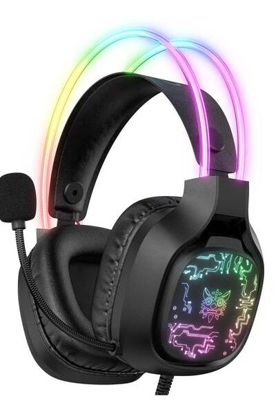 Onikuma X22 Over-Ear Gaming Wired Headphones, Gaming Headset with Microphone, LED Light RGB Gamer St