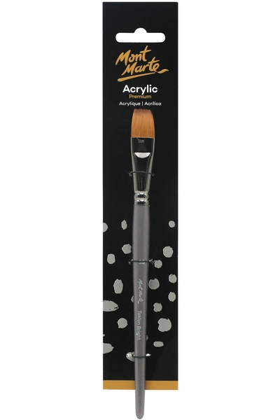 Mont Marte فرشاة طلاء أكريليك فنية من MM، ممتازة من التاكلون، مسطحة قصيرة لامعة 16