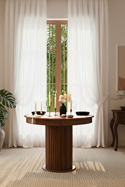 Woodenbend Mirla Ceviz Rengi Açılır Masa 100x100 cm – Açılınca 100x130 cm, Mo...