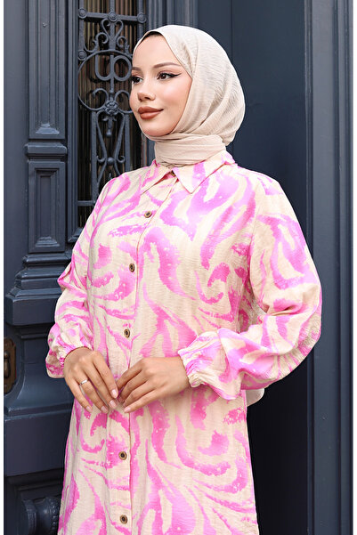 sefamerve Modal Fabric Tunic Trousers Double Set 0158-04 Pink