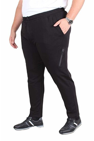 Starbattal Large Size Classic Sweatpants with Cross Zipper 25500 Black
