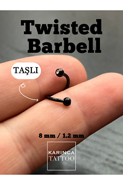 Karınca Piercing Taşlı Siyah Piercing Twisted Barbell Spiral Side Labret Kulak Conch Helix Tragus Snake Bites Dudak