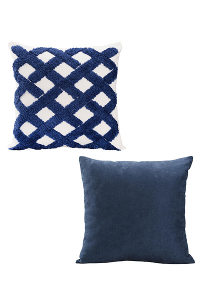 ASDİVA Set de 2 huse decorative pentru perne Panoroma Düz Cordon Punch – Alba...