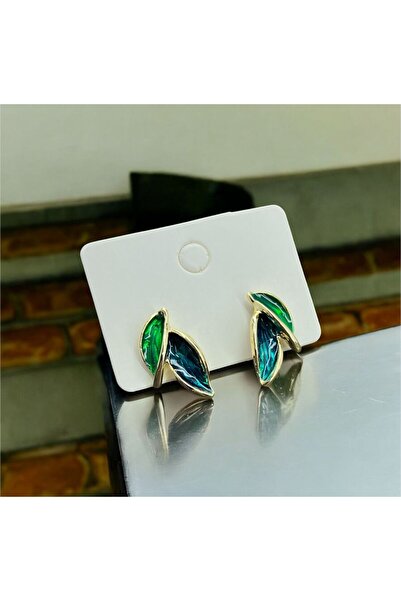 Candy Nuveria’nın Yaprağı - Mineli Altın Kaplama Yaprak Küpe