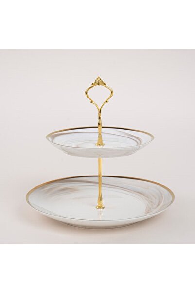 LA MESA Honey Marble 2 Tier Cake Stand