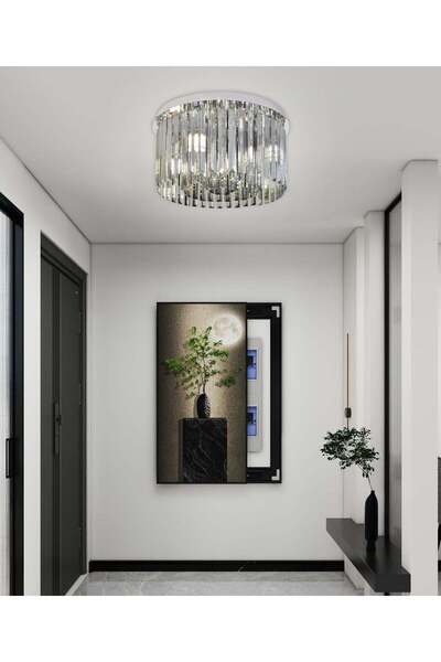 RFAN Candelabru, Model H98348/400, Textură de cristal, Metal, 5 x E14, Crom