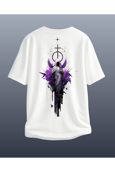 CATHECAT White Special Design Printed Oversize Unisex Tshirt