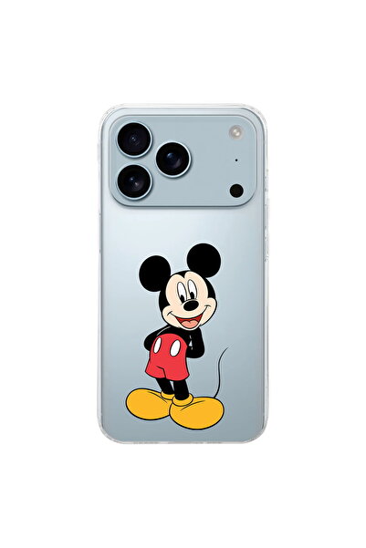 PrintiFy Apple iPhone 17 Pro Max İle Uyumlu Mickey Mouse 2 Baskılı Şeffaf Kılıf