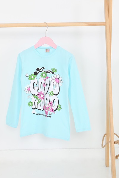 TOFİSA Детско бебешко синьо боди с дълги ръкави и принт - 27691