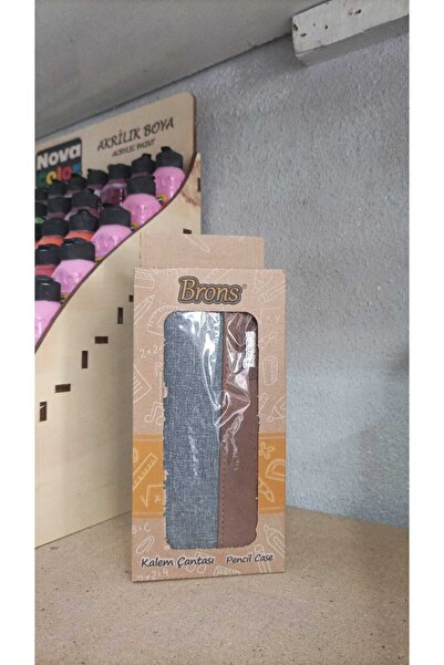 Brons Kalem Kutusu Cift Kat Denim Kumaş Kalem Çantası (Karışık Renk 1 Adet)