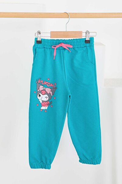 TOFİSA بنطلون رياضي للفتيات من القطن الممشط المطبوع مع خصر مطاطي - 27687