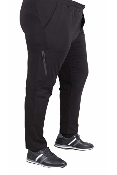 Starbattal Large Size Classic Sweatpants with Cross Zipper 25500 Black