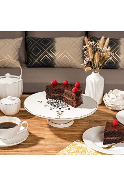 LA MESA Footed Cake Stand Gold Frill