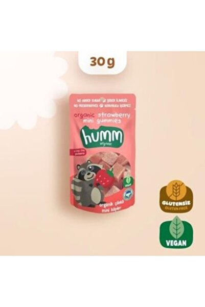 Humm Organic Organik Vegan Çilekli Mini Küpler 30 Gr