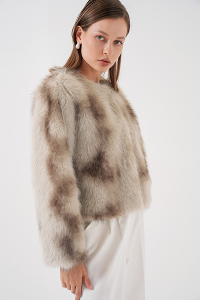 Bigdart Жіноче плюшеве пальто 5225 - Бежеве