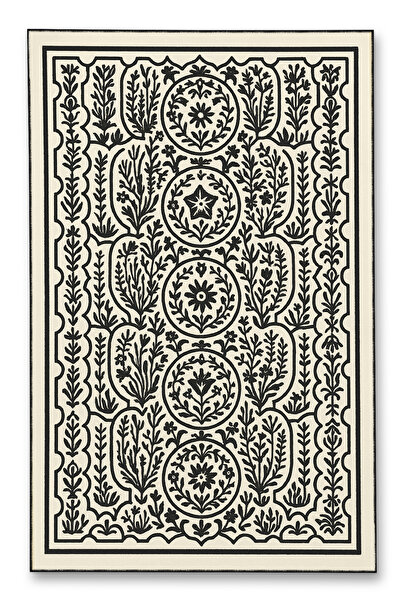 Rugs Modern Halı سجادة ديكور بنمط الزهور من موسو mosso647 أسود