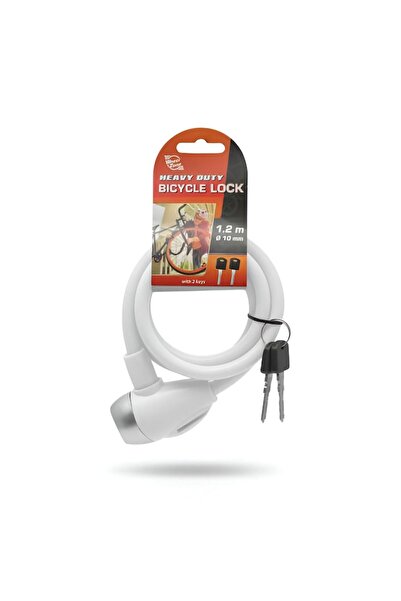 dalip Lanț de bicicletă cu lacăt și 2 chei, diametru 10 mm, lungime 120 cm, alb