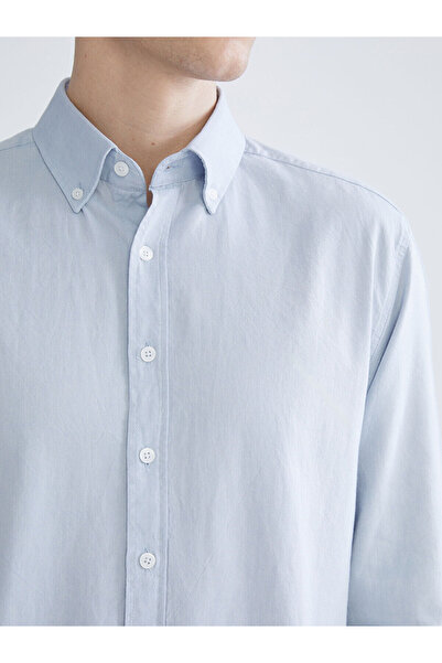 LC Waikiki Mavi Slim Fit Uzun Kollu Oxford Erkek Gömlek