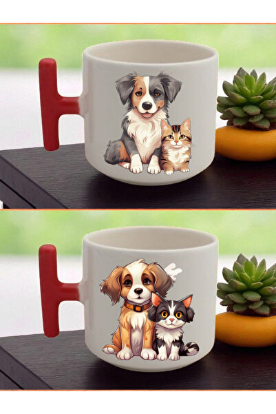 lili hediyelik كوب لاتيه على شكل كلب مع قطة - هدية عيد ميلاد للأصدقاء المقربي...
