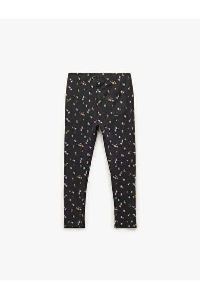 Koton Camisole Floral Patterned Cotton Anthracite Baby Girl Leggings 6Wmg40002Ak