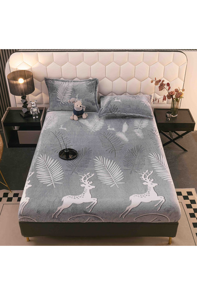 JOJO HOME Cocolino Elasticated Duvet Cover and Pillowcases 180x200cm, Reindeer