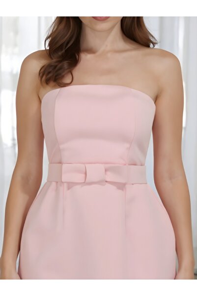 DADUCOLLECTİON Fiyonk detaylı mini straplez elbise