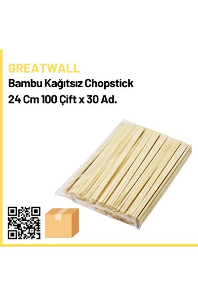 Greatwall Kağıtsız Bambu Chopstick 24 Cm 100 Çift x30
