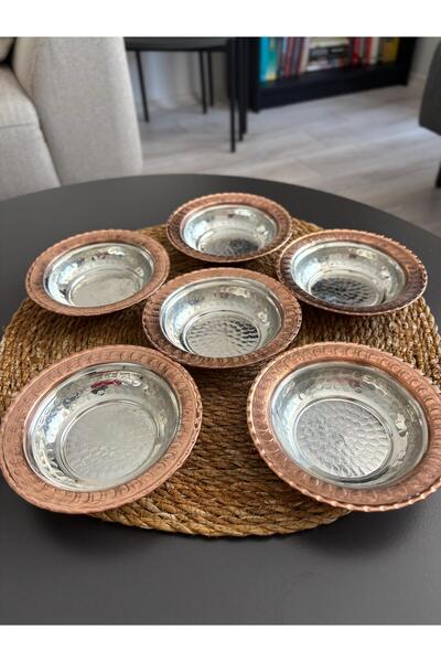 Layla Copper Bakır Kahvaltılık 6 lı Çerezlik Sunumluk 12.5 cm Meze tabağı