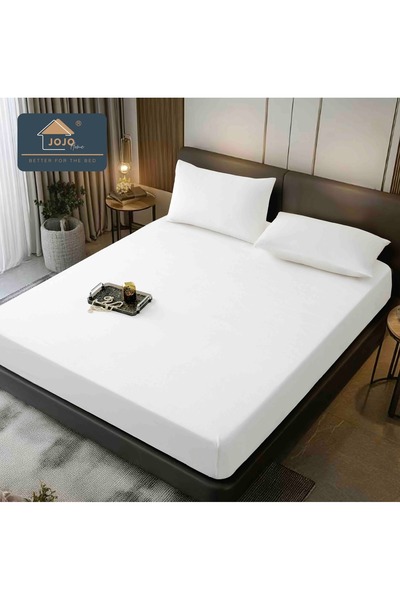 JOJO HOME Velvet Pillowcase with Elastic and Pillowcases 180x200cm, White