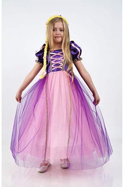MiniBal Rapunzel Prenses Kız Çocuk Parti Elbisesi Doğum Günü Elbisesi