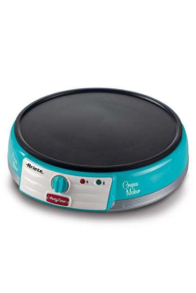 ARIETE PARTY TIME 0202/01 Pancake Maker, 1000W, Nonstick, Easy cleaning, Ready indicator, Turquoise