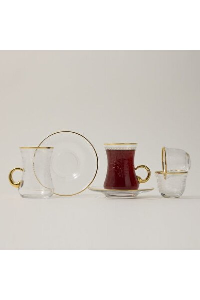 ORIAN 18 Piece Tea Set Gold Pattern