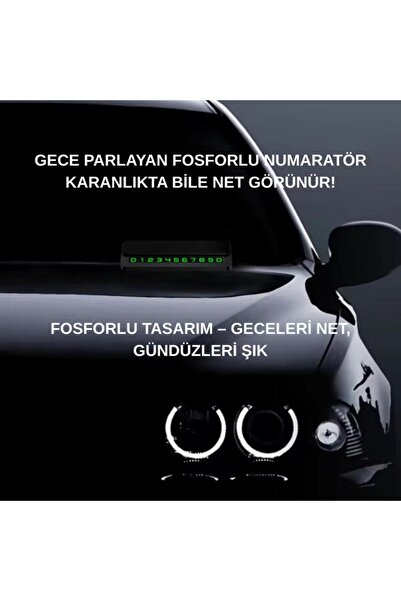 coofbe Premıum Fosforlu Gizlenebilir Alüminyum Araç Park Telefon Numaratörü Geçici Park Numaratör Pl
