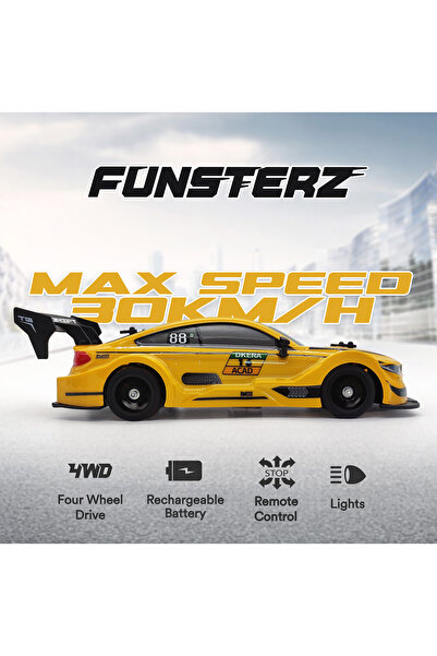 funsterz Drift Series RC Car | 1:16 Scale 4WD Remote Control Car with LED Lights| Racing Drift Car