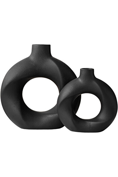 Elindor Set de 2 vaze ceramice premium Elindor®, design minimalist boho moder...